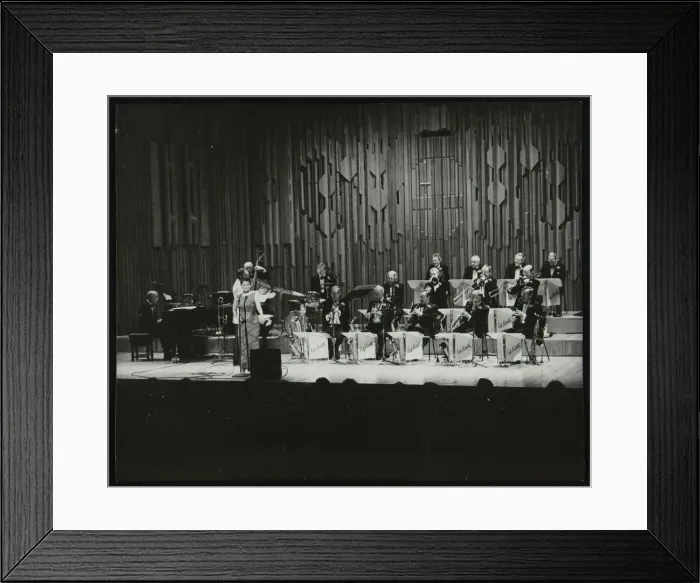 Framed Print : The Ted Heath Orchestra performing at the Barbican Hall, London, December 1985. Artist Framed Print : The Ted Heath Orchestra performing at the Barbican Hall, London, December 1985. Artist