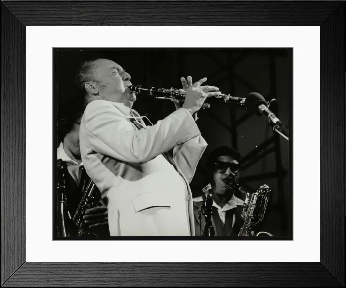 Framed Print : Woody Herman in concert at the Alexandra Palace, London, 1979. Artist: Denis Williams