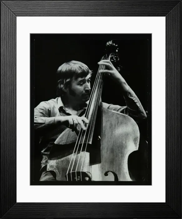 Framed Print : Double bassist Ron Mathewson playing at the Forum Theatre, Hatfield, Hertfordshire, 23 January 1982 Framed Print : Double bassist Ron Mathewson playing at the Forum Theatre, Hatfield, Hertfordshire, 23 January 1982