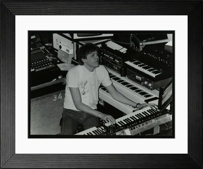Framed Print : German electronic musician Klaus Schulze at the Forum Theatre, Hatfield, Hertfordshire, 1983 Framed Print : German electronic musician Klaus Schulze at the Forum Theatre, Hatfield, Hertfordshire, 1983