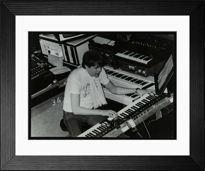 Framed Print : German electronic musician Klaus Schulze at the Forum Theatre, Hatfield, Hertfordshire, 1983 Framed Print : German electronic musician Klaus Schulze at the Forum Theatre, Hatfield, Hertfordshire, 1983