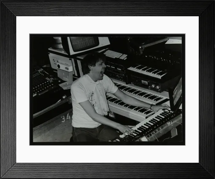 Framed Print : German electronic musician Klaus Schulze at the Forum Theatre, Hatfield, Hertfordshire, 1983 Framed Print : German electronic musician Klaus Schulze at the Forum Theatre, Hatfield, Hertfordshire, 1983