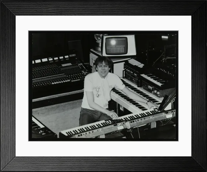Framed Print : German electronic musician Klaus Schulze at the Forum Theatre, Hatfield, Hertfordshire, 1983 Framed Print : German electronic musician Klaus Schulze at the Forum Theatre, Hatfield, Hertfordshire, 1983