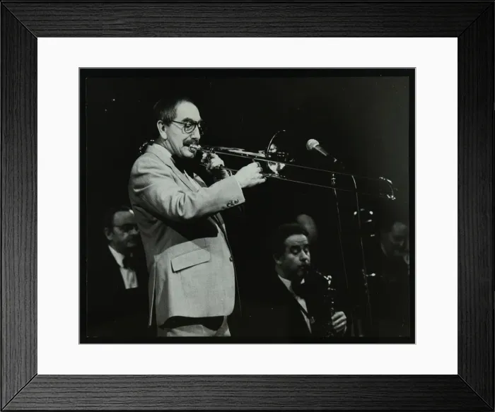 Framed Print : Don Lusher playing the trombone at the Forum Theatre, Hatfield, Hertfordshire, 1983 Framed Print : Don Lusher playing the trombone at the Forum Theatre, Hatfield, Hertfordshire, 1983