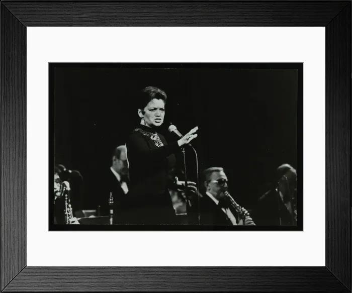 Framed Print : Lita Roza singing with the Ted Heath Orchestra at the Forum Theatre, Hatfield, Hertfordshire, 1983 Framed Print : Lita Roza singing with the Ted Heath Orchestra at the Forum Theatre, Hatfield, Hertfordshire, 1983