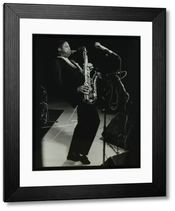 Framed Print : Courtney Pine on stage at the Forum Theatre, Hatfield, Hertfordshire, 8 April 1987 Framed Print : Courtney Pine on stage at the Forum Theatre, Hatfield, Hertfordshire, 8 April 1987