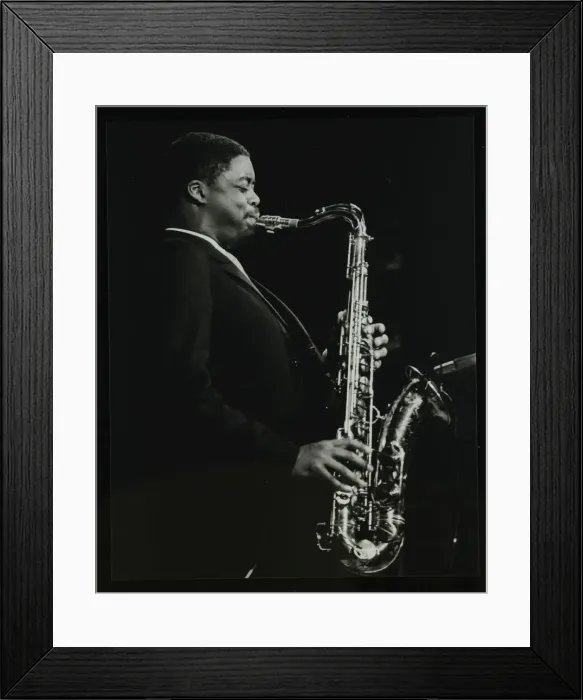 Framed Print : Courtney Pine playing tenor saxophone at the Forum Theatre, Hatfield, Hertfordshire, 8 April 1987 Framed Print : Courtney Pine playing tenor saxophone at the Forum Theatre, Hatfield, Hertfordshire, 8 April 1987