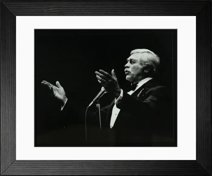 Framed Print : Howard Keel in full song at the Forum Theatre, Hatfield, Hertfordshire, 14 May 1983 Framed Print : Howard Keel in full song at the Forum Theatre, Hatfield, Hertfordshire, 14 May 1983