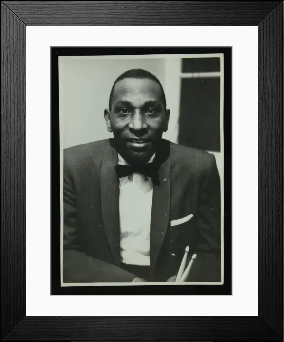Framed Print : Portrait of American drummer Cozy Cole, 1950s. Artist: Denis Williams Framed Print : Portrait of American drummer Cozy Cole, 1950s. Artist: Denis Williams