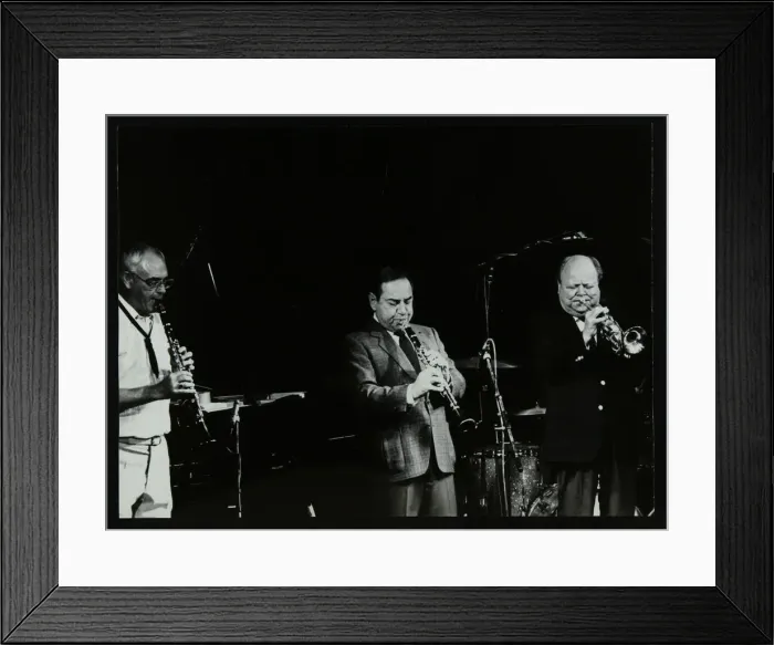 Framed Print : Terry Lightfoot, Peanuts Hucko and Billy Butterfield playing at Potters Bar, Hertfordshire, 1986 Framed Print : Terry Lightfoot, Peanuts Hucko and Billy Butterfield playing at Potters Bar, Hertfordshire, 1986