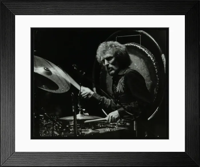 Framed Print : Drummer Ginger Baker performing at the Forum Theatre, Hatfield, Hertfordshire, 1980 Framed Print : Drummer Ginger Baker performing at the Forum Theatre, Hatfield, Hertfordshire, 1980