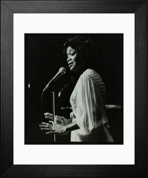 Framed Print : Singer Selena Jones on stage at the Forum Theatre, Hatfield, Hertfordshire, 1979 Framed Print : Singer Selena Jones on stage at the Forum Theatre, Hatfield, Hertfordshire, 1979
