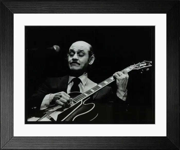 Framed Print : Guitarist Joe Pass on stage at the Forum Theatre, Hatfield, Hertfordshire, 12 November 1980 Framed Print : Guitarist Joe Pass on stage at the Forum Theatre, Hatfield, Hertfordshire, 12 November 1980