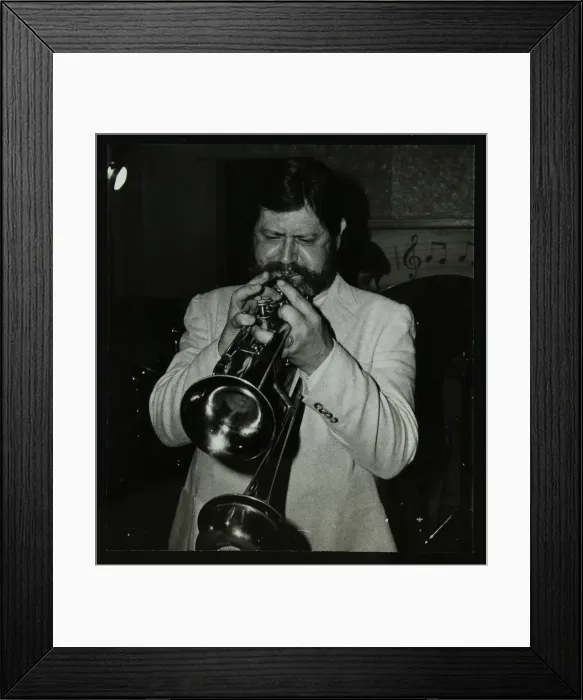 Framed Print : Trumpeter Bobby Shew performing at The Bell, Codicote, Hertfordshire, 19 May 1985 Framed Print : Trumpeter Bobby Shew performing at The Bell, Codicote, Hertfordshire, 19 May 1985