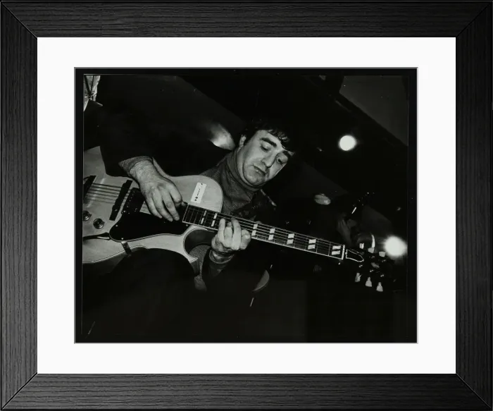Framed Print : Esmond Selwyn playing the guitar at The Bell, Codicote, Hertfordshire, 22 February 1981 Framed Print : Esmond Selwyn playing the guitar at The Bell, Codicote, Hertfordshire, 22 February 1981