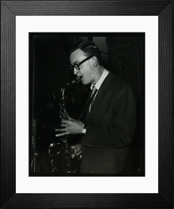 Framed Print : Derek Humble playing alto saxophone at the Civic Restaurant, College Green, Bristol, 1955 Framed Print : Derek Humble playing alto saxophone at the Civic Restaurant, College Green, Bristol, 1955