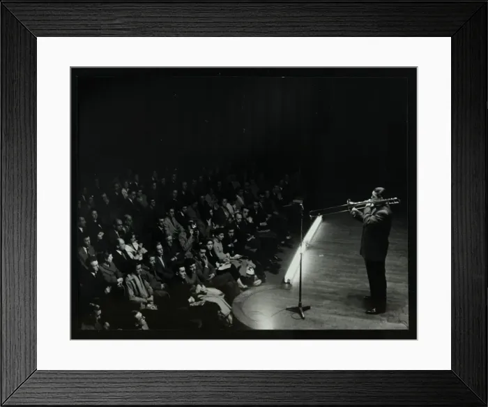 Framed Print : Trombonist and bandleader Jack Teagarden on stage at Colston Hall, Bristol, 1957 Framed Print : Trombonist and bandleader Jack Teagarden on stage at Colston Hall, Bristol, 1957