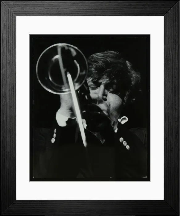 Framed Print : American trumpeter player Bobby Shew playing at the Forum Theatre, Hatfield, Hertfordshire, 1980 Framed Print : American trumpeter player Bobby Shew playing at the Forum Theatre, Hatfield, Hertfordshire, 1980