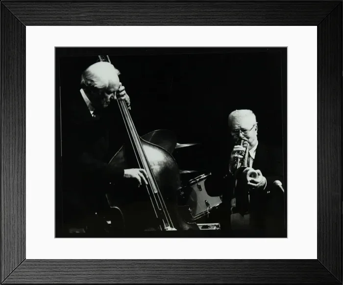 Framed Print : Bassist Bob Haggart and trumpeter Yank Lawson at the Forum Theatre, Hatfield, Hertfordshire, 1978 Framed Print : Bassist Bob Haggart and trumpeter Yank Lawson at the Forum Theatre, Hatfield, Hertfordshire, 1978