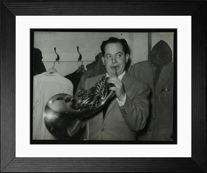 Framed Print : Irving Rosenthal with a French horn, c1950s. Artist: Denis Williams Framed Print : Irving Rosenthal with a French horn, c1950s. Artist: Denis Williams