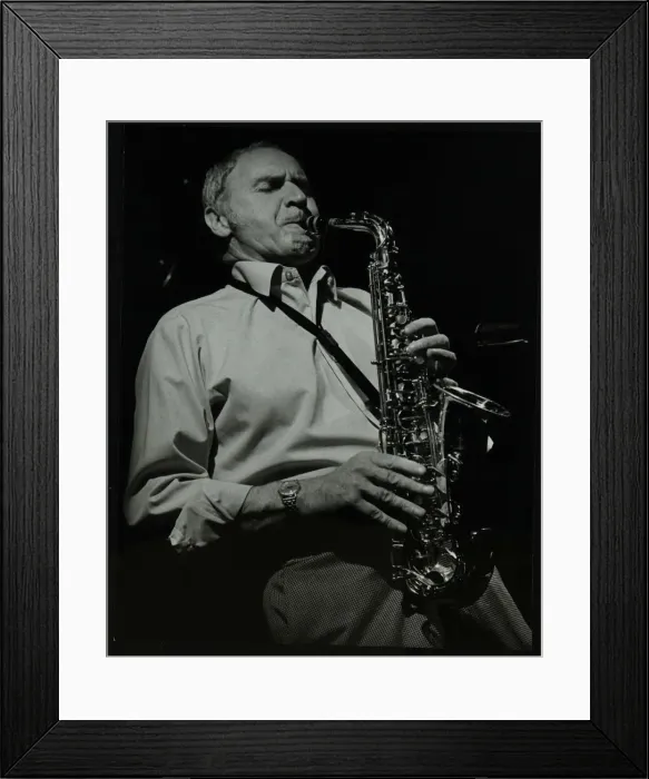 Framed Print : Saxophonist Bruce Turner playing at The Stables, Wavendon, Buckinghamshire. Artist Framed Print : Saxophonist Bruce Turner playing at The Stables, Wavendon, Buckinghamshire. Artist