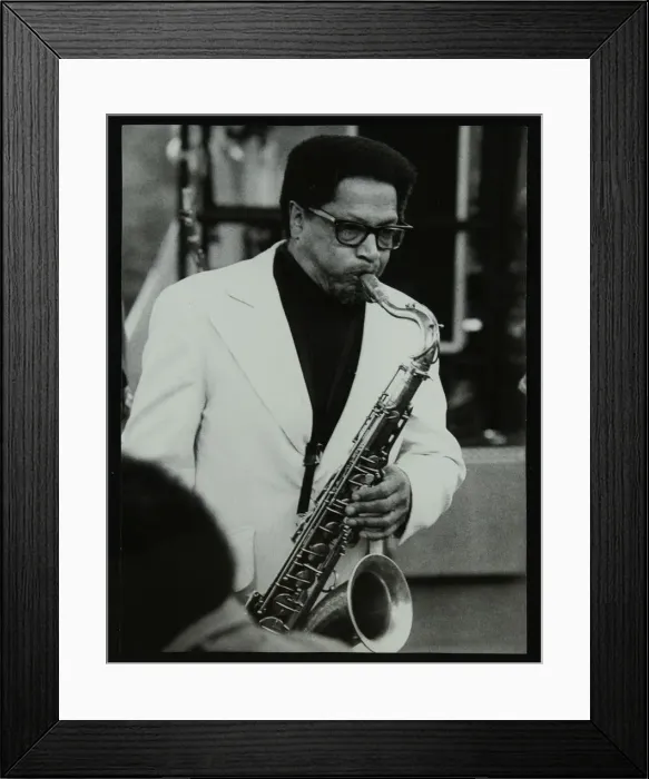 Framed Print : American saxophonist Illinois Jacquet playing at the Capital Radio Jazz Festival, London, 1979 Framed Print : American saxophonist Illinois Jacquet playing at the Capital Radio Jazz Festival, London, 1979