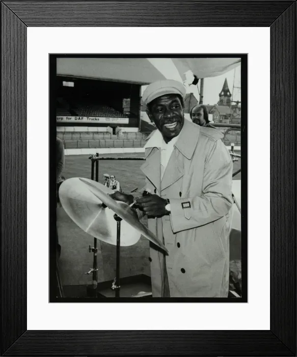 Framed Print : Drummer Mickey Roker at the Newport Jazz Festival, Ayresome Park, Middlesbrough, 1978 Framed Print : Drummer Mickey Roker at the Newport Jazz Festival, Ayresome Park, Middlesbrough, 1978