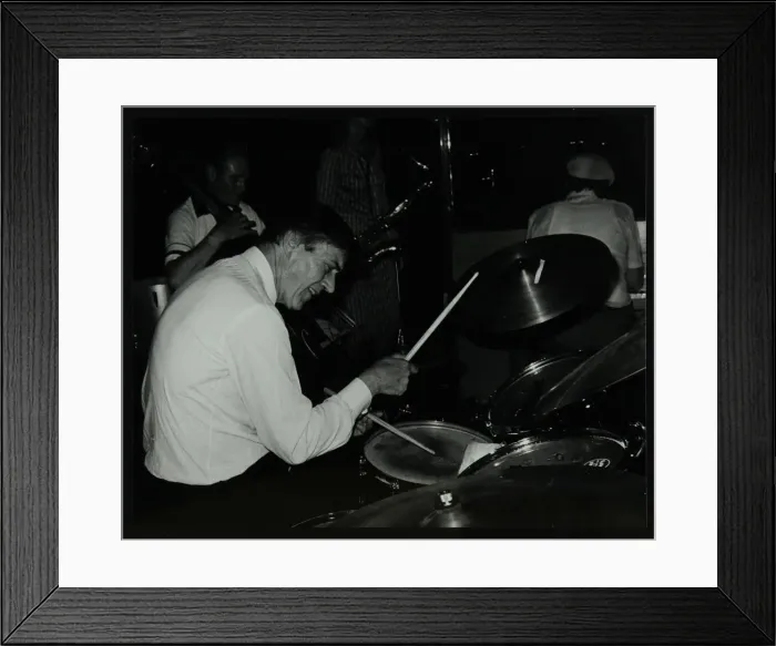 Framed Print : Drummer Jack Parnell playing at the Middlesex and Herts Country Club, Harrow Weald, London, 1981 Framed Print : Drummer Jack Parnell playing at the Middlesex and Herts Country Club, Harrow Weald, London, 1981