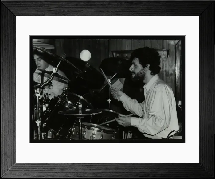 Framed Print : Drummer Simon Morton playing at the Torrington Jazz Club, Finchley, London, 1988 Framed Print : Drummer Simon Morton playing at the Torrington Jazz Club, Finchley, London, 1988