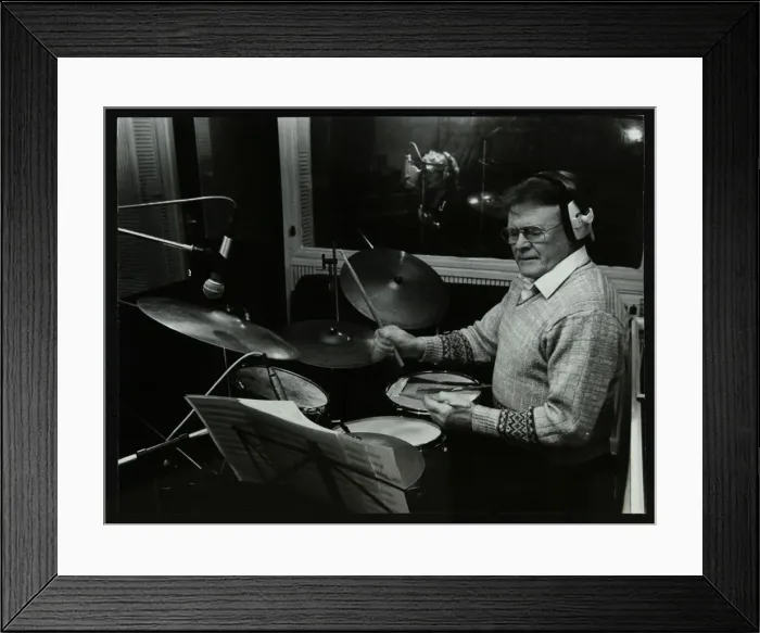 Framed Print : Drummer Bobby Orr at the Ted Taylor recording studio, London, 12 January 1988. Artist Framed Print : Drummer Bobby Orr at the Ted Taylor recording studio, London, 12 January 1988. Artist