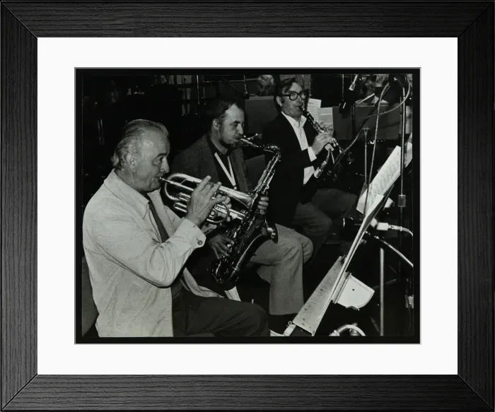 Framed Print : Kenny Baker, Danny Moss, and Henry Mackenzie at the BBC recording studios, London, 22 April 1982 Framed Print : Kenny Baker, Danny Moss, and Henry Mackenzie at the BBC recording studios, London, 22 April 1982