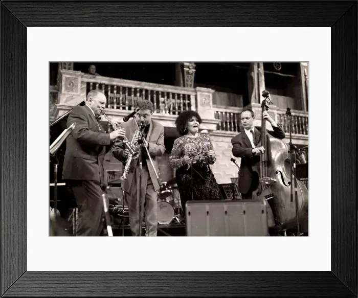 Framed Print : John Dankworth, Tim Garland, Cleo Laine and Alec Dankworth, The Globe, London, 2000