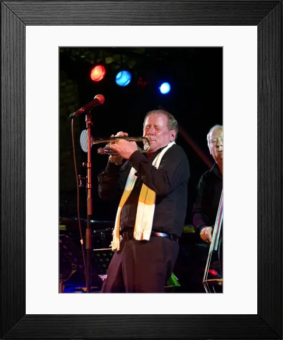 Framed Print : Trumpeter Digby Fairweather, Brecon Jazz Festival, Powys, Wales. Artist: Brian O Connor Framed Print : Trumpeter Digby Fairweather, Brecon Jazz Festival, Powys, Wales. Artist: Brian O Connor