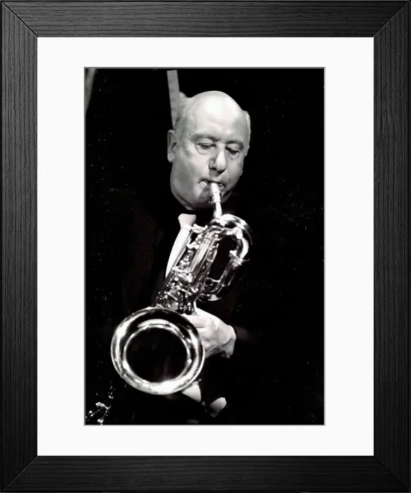 Framed Print : Jimmy Hastings, Ronnie Scotts, London. Artist: Brian O Connor Framed Print : Jimmy Hastings, Ronnie Scotts, London. Artist: Brian O Connor