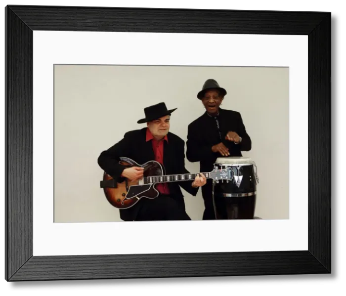 Framed Print : Frank Holder, Guyanan jazz singer and percussionist with Shane Hill, guitarist. Artist Framed Print : Frank Holder, Guyanan jazz singer and percussionist with Shane Hill, guitarist. Artist