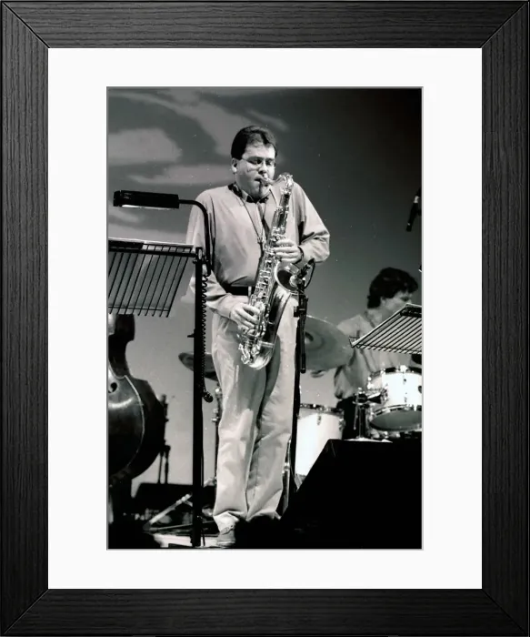 Framed Print : John Nugent, Brecon Jazz Festival, Powys, Wales, 1998. Artist: Brian O Connor Framed Print : John Nugent, Brecon Jazz Festival, Powys, Wales, 1998. Artist: Brian O Connor