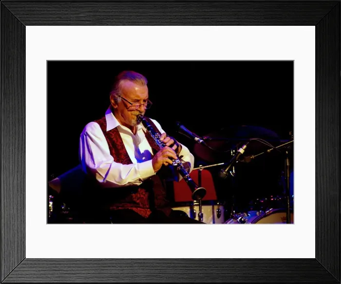 Framed Print : Acker Bilk, English clarinettist, Dorking Halls, Dorking, Surrey Framed Print : Acker Bilk, English clarinettist, Dorking Halls, Dorking, Surrey