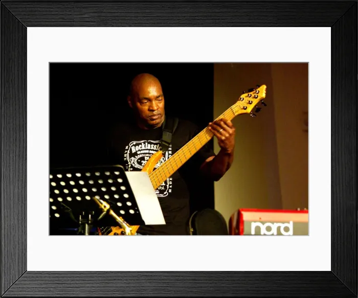 Framed Print : Winston Blissett, Brecon Jazz Festival, Powys, Wales. Artist: Brian O Connor Framed Print : Winston Blissett, Brecon Jazz Festival, Powys, Wales. Artist: Brian O Connor