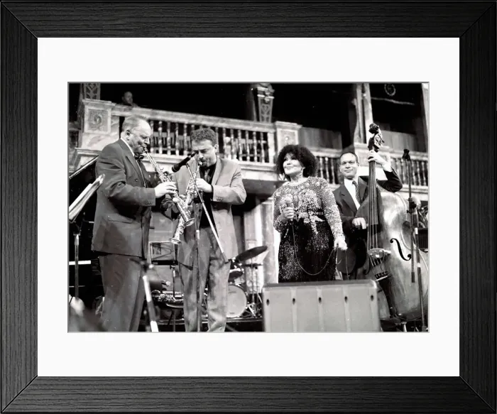 Framed Print : John Dankworth, Tim Garland, Cleo Laine and Alec Dankworth, The Globe, London, 2000 Framed Print : John Dankworth, Tim Garland, Cleo Laine and Alec Dankworth, The Globe, London, 2000