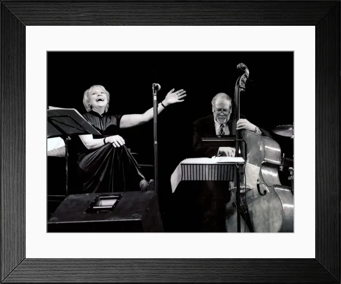 Framed Print : Val Wiseman and Len Skeat, Epsom Playhouse, Surrey, 2001. Artist: Brian O Connor Framed Print : Val Wiseman and Len Skeat, Epsom Playhouse, Surrey, 2001. Artist: Brian O Connor