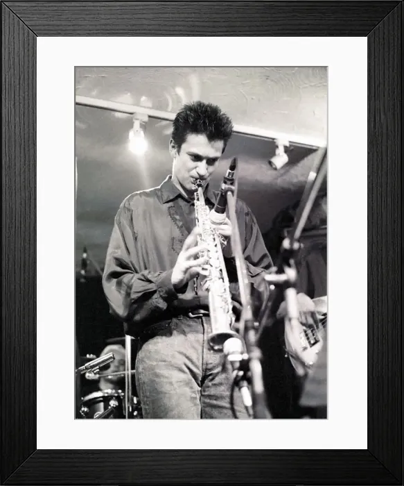 Framed Print : Dave O Higgins, saxophonist, Tenor Clef, London, 1991. Artist: Brian O Connor Framed Print : Dave O Higgins, saxophonist, Tenor Clef, London, 1991. Artist: Brian O Connor