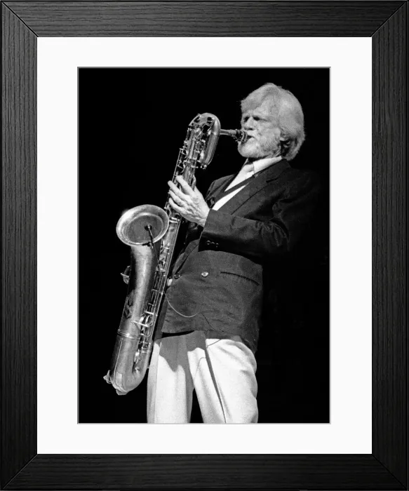 Framed Print : Gerry Mulligan, Royal Festival Hall, London, 1988. Artist: Brian O Connor Framed Print : Gerry Mulligan, Royal Festival Hall, London, 1988. Artist: Brian O Connor