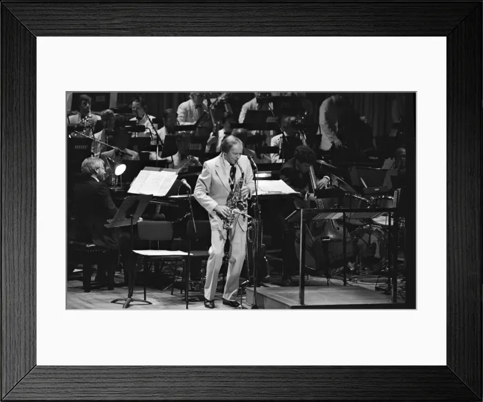 Framed Print : Johnny Dankworth, Barbican, London, 1986. Artist: Brian O Connor Framed Print : Johnny Dankworth, Barbican, London, 1986. Artist: Brian O Connor