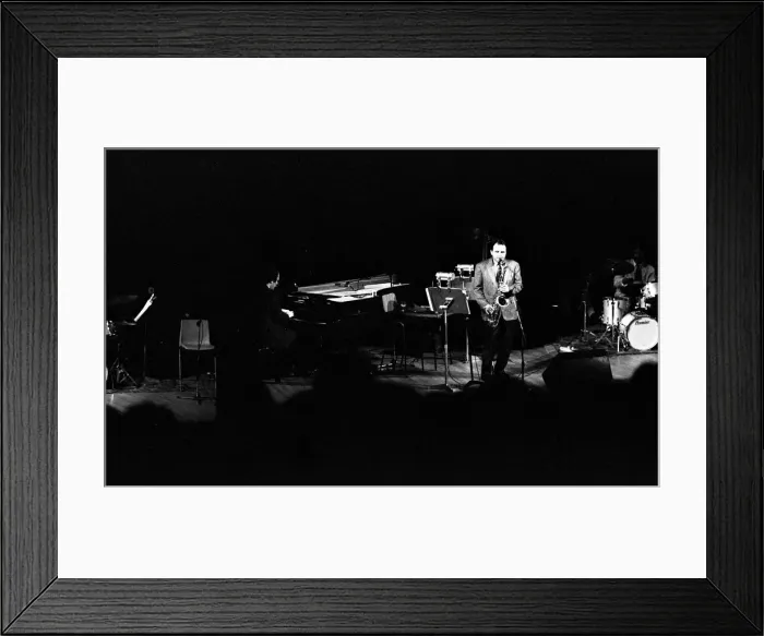 Framed Print : Stan Getz, Royal Festival Hall, London, 1988. Artist: Brian O Connor Framed Print : Stan Getz, Royal Festival Hall, London, 1988. Artist: Brian O Connor