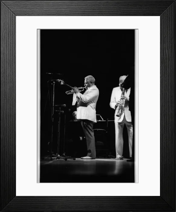 Framed Print : Dizzy Gillespie, Capital Jazz, Royal Festival Hall, London, 1985. Artist: Brian O Connor Framed Print : Dizzy Gillespie, Capital Jazz, Royal Festival Hall, London, 1985. Artist: Brian O Connor