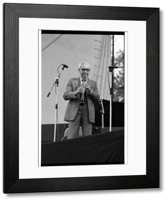Framed Print : Benny Goodman, Knebworth, 1982. Artist: Brian O Connor Framed Print : Benny Goodman, Knebworth, 1982. Artist: Brian O Connor