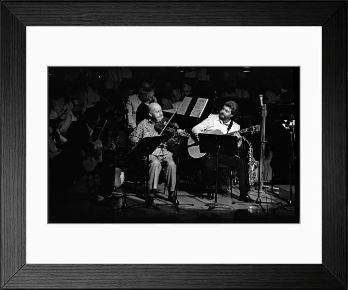 Framed Print : Stephane Grappelli, Barbican, London, 1987. Artist: Brian O Connor Framed Print : Stephane Grappelli, Barbican, London, 1987. Artist: Brian O Connor