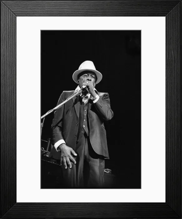 Framed Print : John Lee Hooker, Royal Festival Hall, London, 1988. Artist: Brian O Connor Framed Print : John Lee Hooker, Royal Festival Hall, London, 1988. Artist: Brian O Connor
