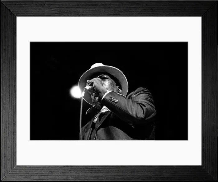 Framed Print : John Lee Hooker, Royal Festival Hall, London, 1988. Artist: Brian O Connor Framed Print : John Lee Hooker, Royal Festival Hall, London, 1988. Artist: Brian O Connor