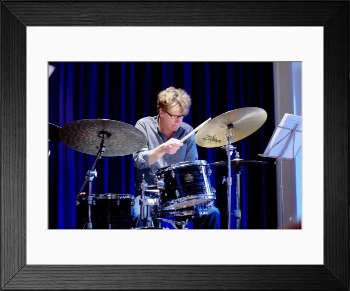 Framed Print : Martin France, Watermill Jazz Club, Dorking, Surrey, 2014. Artist: Brian O Connor Framed Print : Martin France, Watermill Jazz Club, Dorking, Surrey, 2014. Artist: Brian O Connor